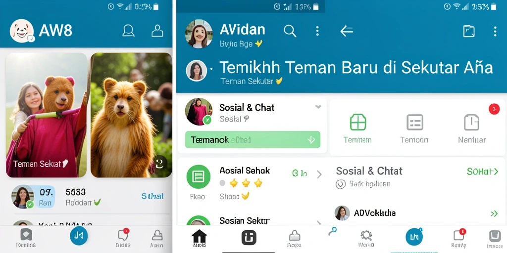 Tampilan antarmuka pengguna AW8 untuk mencari teman baru.
