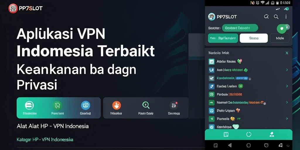 Tangkapan layar utama PP7SLOT menampilkan antarmuka aplikasi VPN yang user-friendly.