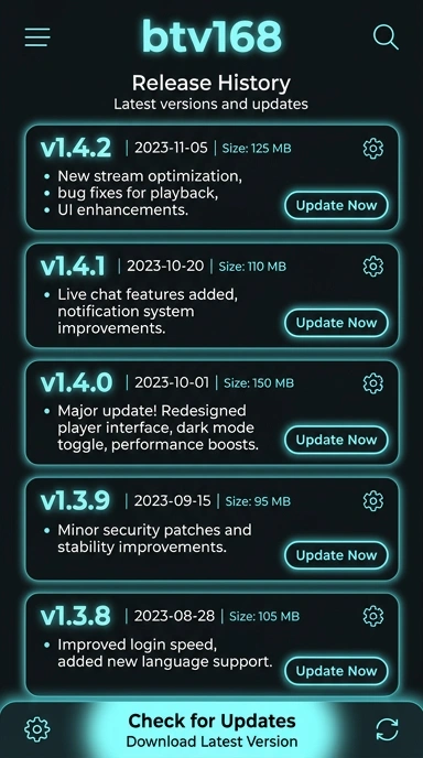 Riwayat Versi Aplikasi btv168 Terbaru untuk Pengguna Android